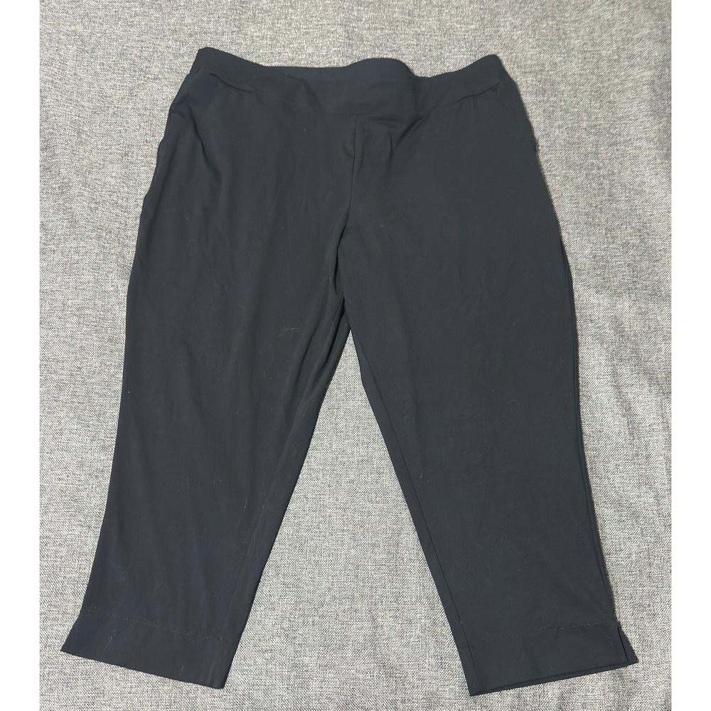 Zac & Rachel Womens 3X Capri Pants Black Stretch Pull On